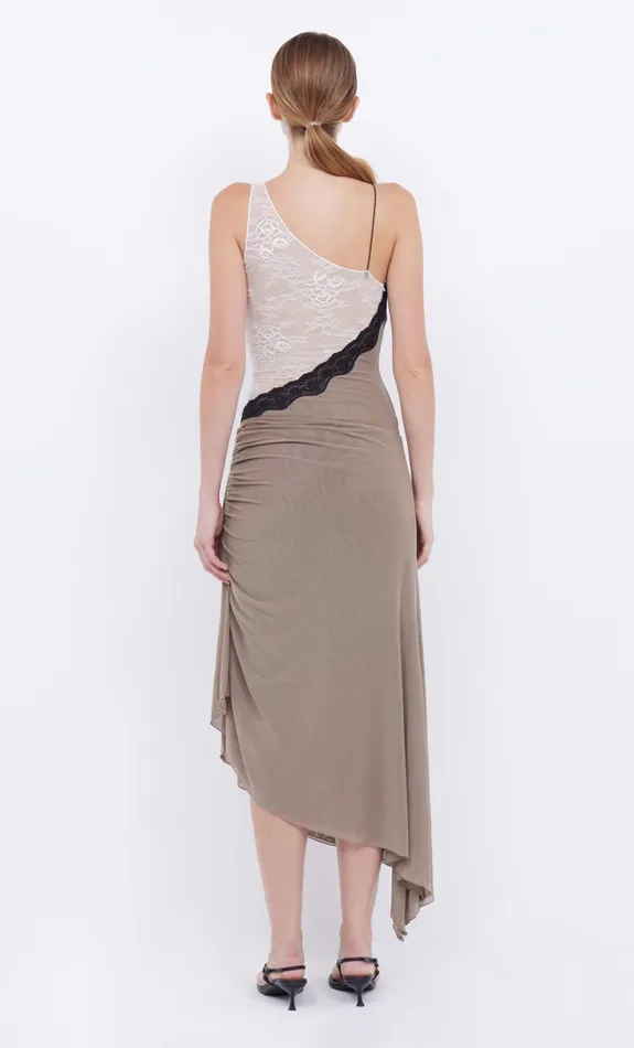 Women ABRIELLE ASYM MIDI DRESS 8211 TAUPEIVORY Bec Bridge Wedding Guest