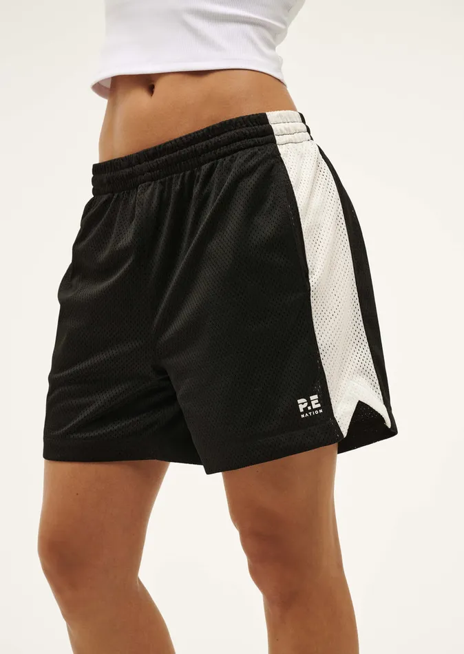 Women ActivewearShorts PE Nation SONIC SHORT IN BLACK and OPTIC WHITE