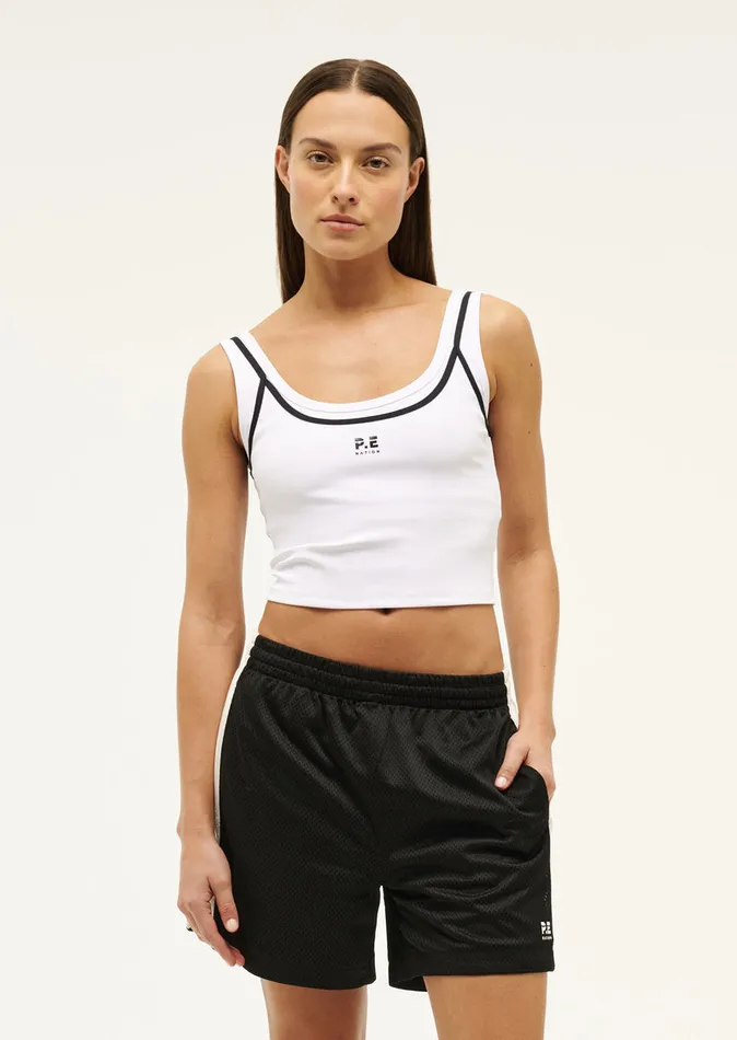 Women ActivewearShorts PE Nation SONIC SHORT IN BLACK and OPTIC WHITE