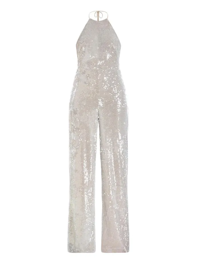 Women Amanda Sequined Jumpsuit Champagne BCBG Dresses Women Amanda Sequined Jumpsuit Champagne BCBG Dresses