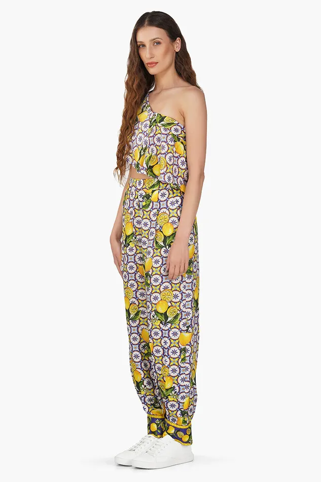 Women America and Beyond Citrus Lemon Printed Top Tops