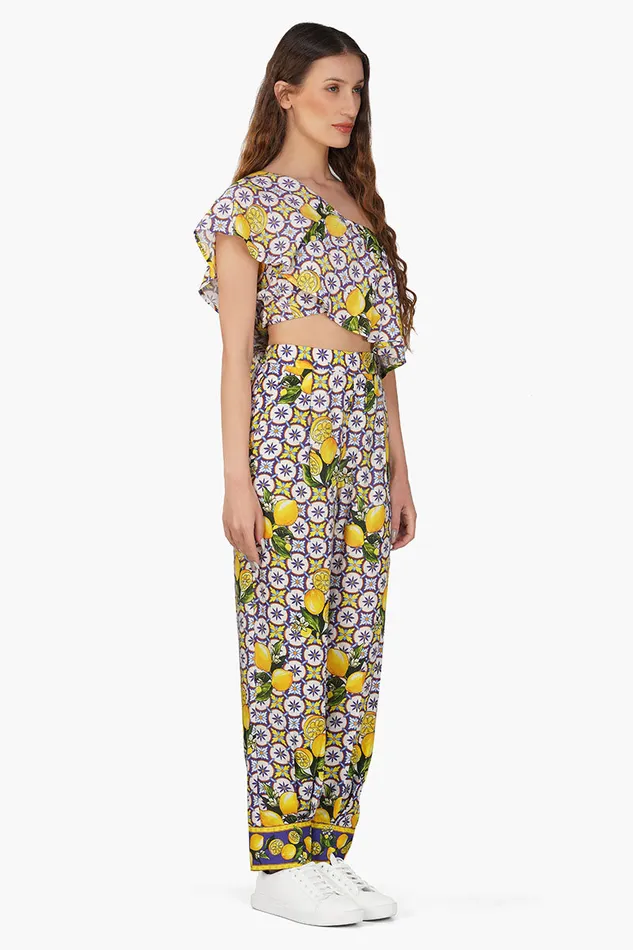 Women America and Beyond Citrus Lemon Printed Top Tops