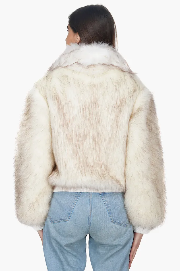 Women America and Beyond Snow White Faux Fur Bomber Jacket Jackets