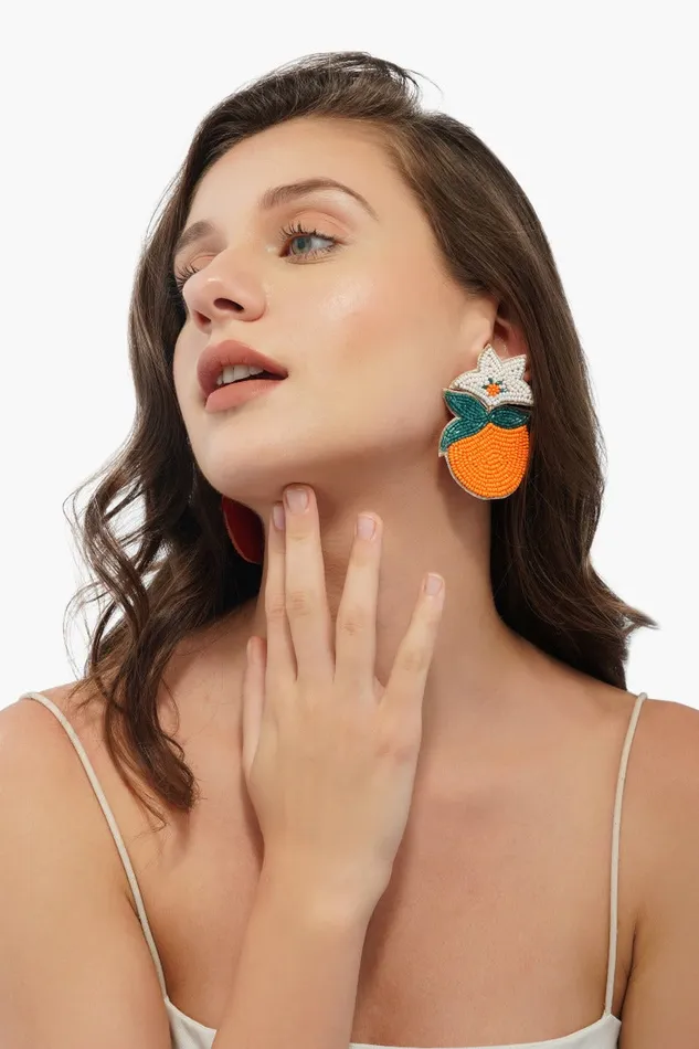Women America and Beyond Vermeillion Orange Earrings Earrings