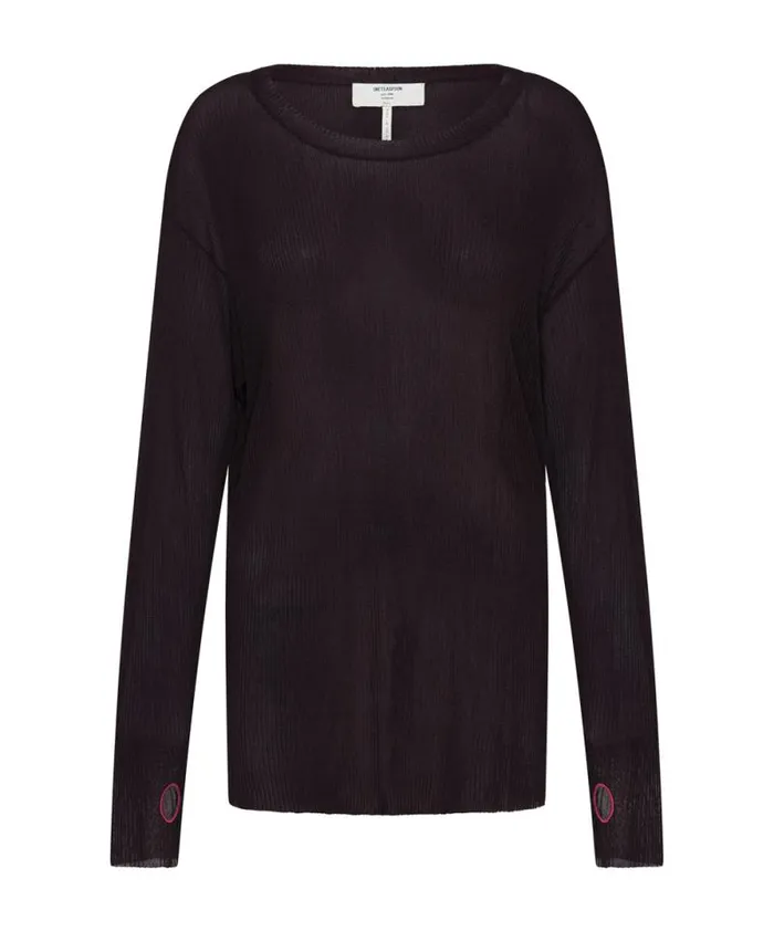 Women AMITY SHEER RIB KNIT TOP BLACK One Teaspoon Tops Women AMITY SHEER RIB KNIT TOP BLACK One Teaspoon Tops