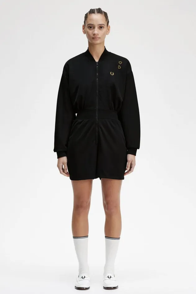 Women Amy Winehouse FoundationZipThrough Playsuit Black Fred Perry Dresses