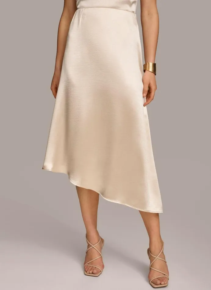 Women ASYMMETRICAL FLARE HEM SKIRT Sand Donna Karan New York Skirts