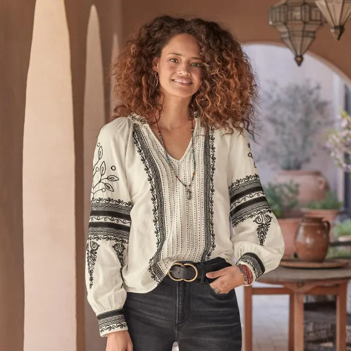 Women Azucena Top Vanilla Sundance Catalog Tops