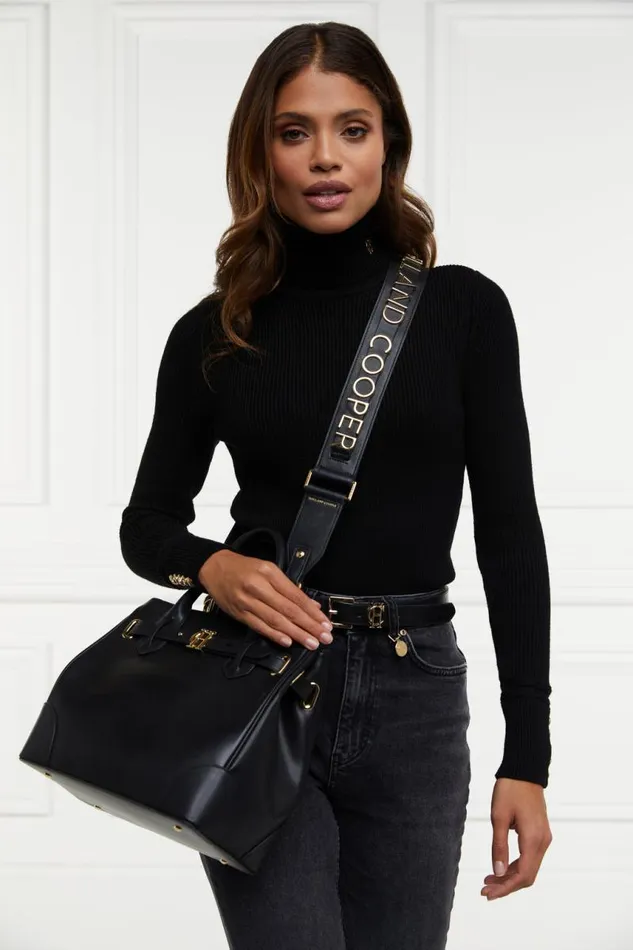 Women Bags Holland Cooper Abbot Bag Strap Black Gold Women Bags Holland Cooper Abbot Bag Strap Black Gold