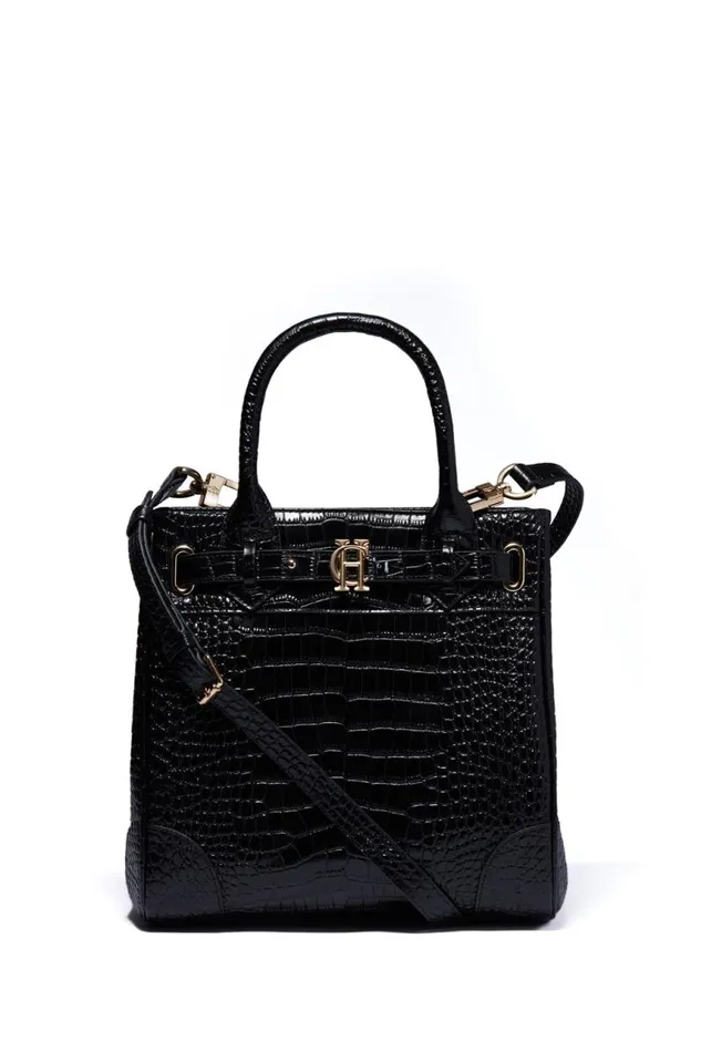 Women Bags Holland Cooper The Brompton Mini Tote Black Croc