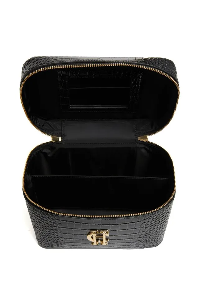 Women Bags Holland Cooper Travel Makeup Bag Black Croc Women Bags Holland Cooper Travel Makeup Bag Black Croc