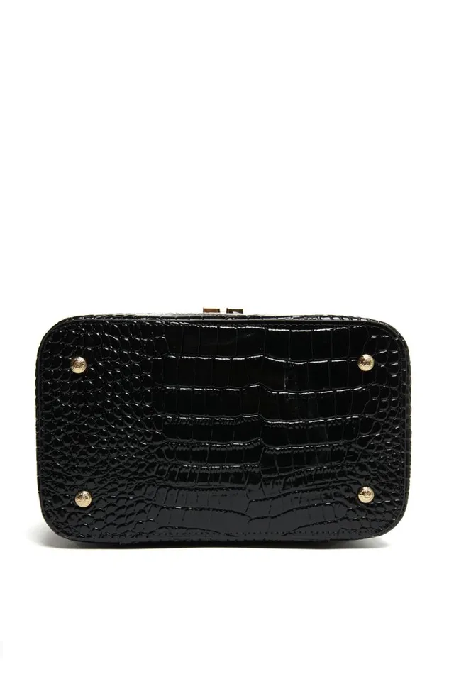 Women Bags Holland Cooper Travel Makeup Bag Black Croc Women Bags Holland Cooper Travel Makeup Bag Black Croc