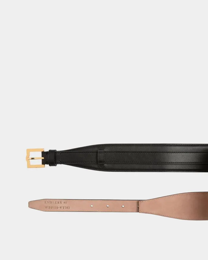 Women Bally Belts Emblem 45mm Belt In Black Leather Black Women Bally Belts Emblem 45mm Belt In Black Leather Black