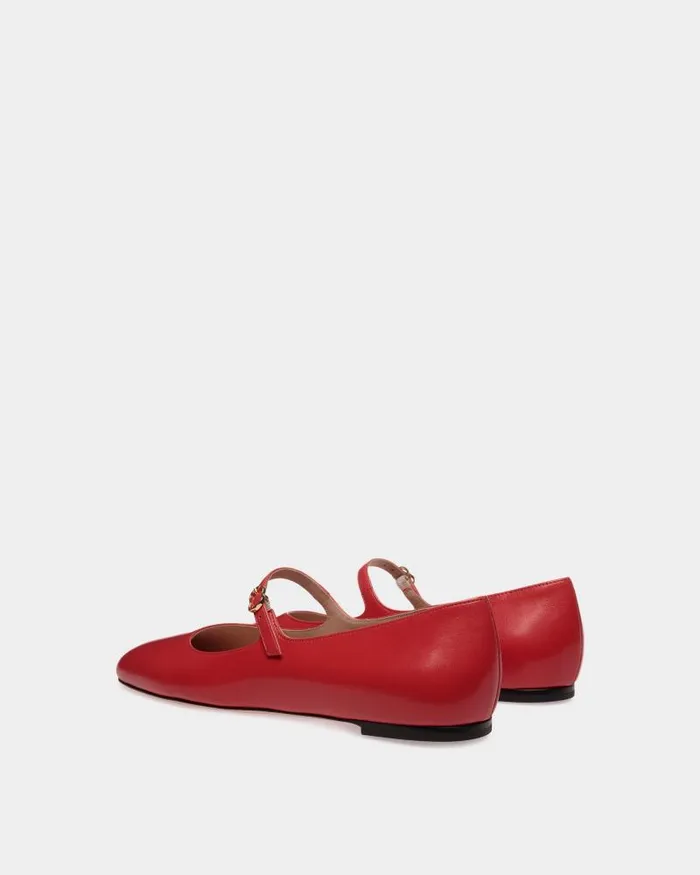 Women Bally Flats and Moccasins Ballyrina Flat In Candy Red Leather Red