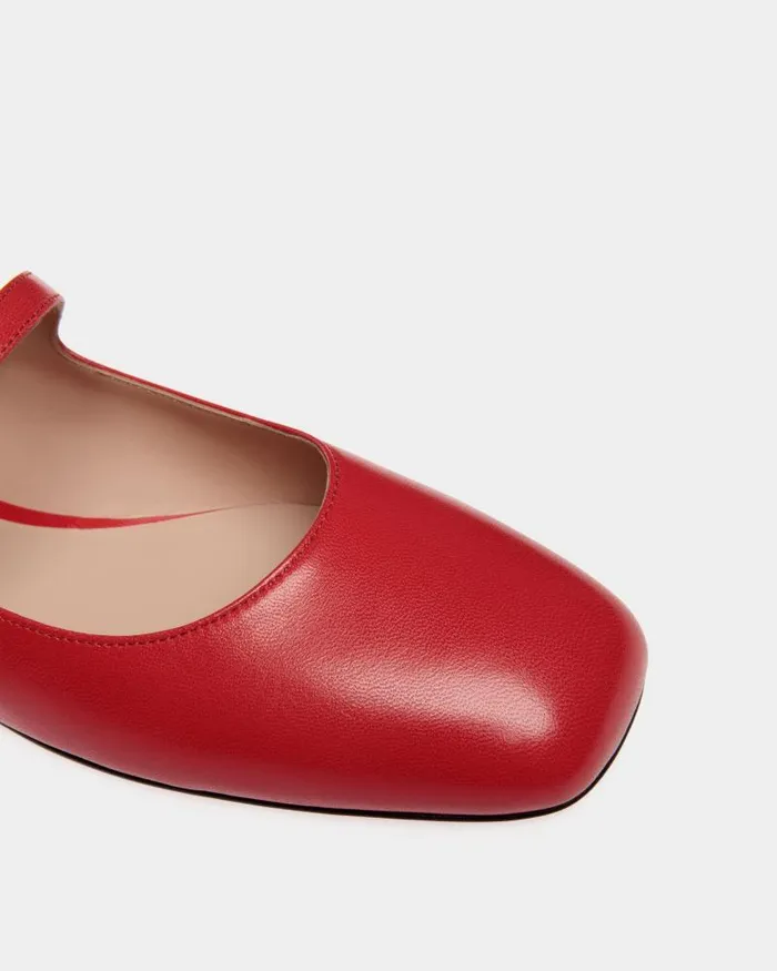 Women Bally Flats and Moccasins Ballyrina Flat In Candy Red Leather Red