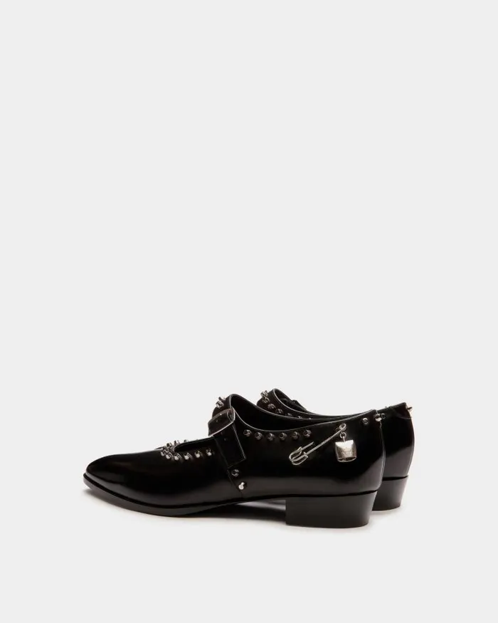 Women Bally Flats and Moccasins Glendale MaryJane In Black Leather With Studs Black