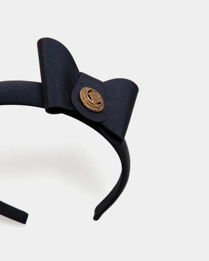 Women Bally Gloves and Hats Headband With Bally Bow In Navy Blue Blue Women Bally Gloves and Hats Headband With Bally Bow In Navy Blue Blue