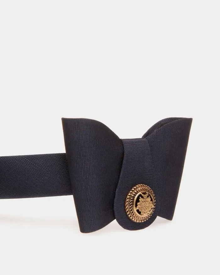 Women Bally Gloves and Hats Headband With Bally Bow In Navy Blue Blue Women Bally Gloves and Hats Headband With Bally Bow In Navy Blue Blue