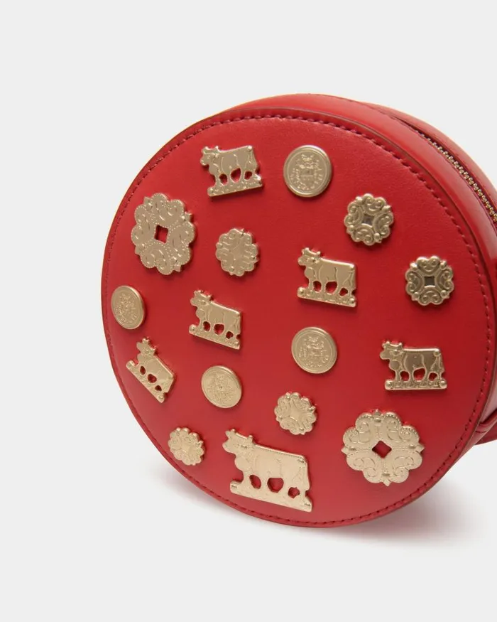Women Bally Mini and Belt Bags Swissness Round Minibag With Studs In Candy Red Leather Red Women Bally Mini and Belt Bags Swissness Round Minibag With Studs In Candy Red Leather Red