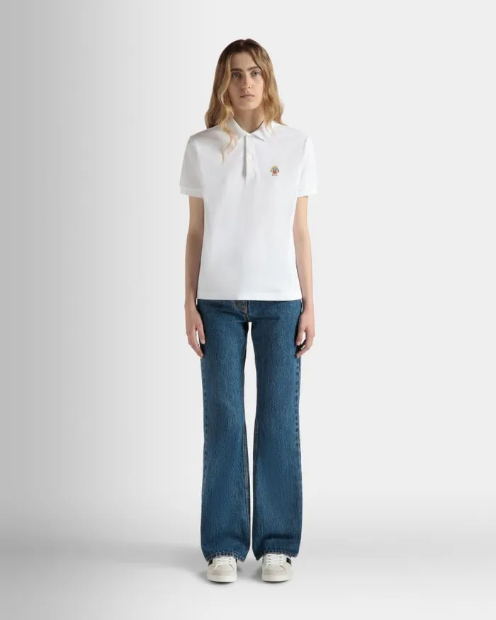 Women Bally Shirts and TShirts Short Sleeve Polo In White Cotton White Women Bally Shirts and TShirts Short Sleeve Polo In White Cotton White