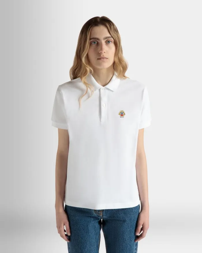 Women Bally Shirts and TShirts Short Sleeve Polo In White Cotton White Women Bally Shirts and TShirts Short Sleeve Polo In White Cotton White