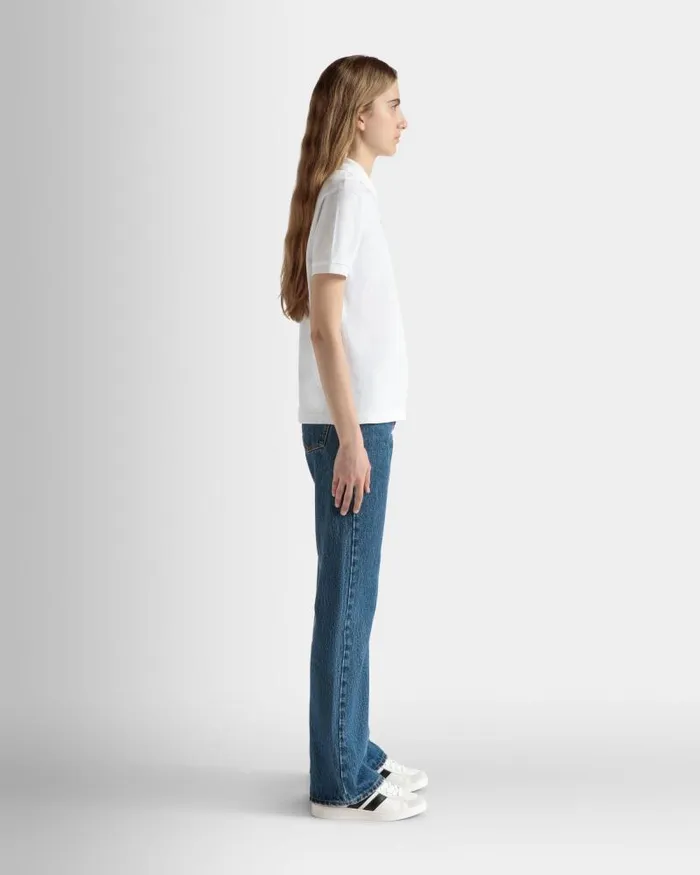 Women Bally Shirts and TShirts Short Sleeve Polo In White Cotton White Women Bally Shirts and TShirts Short Sleeve Polo In White Cotton White