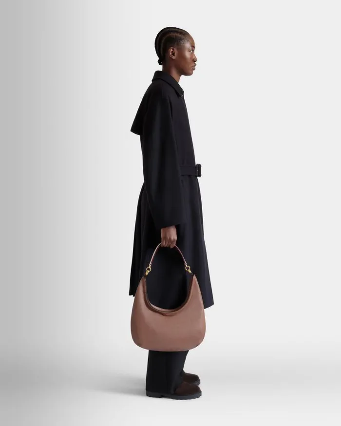 Women Bally Shoulder Bags Code Hobo Bag In Brown Leather Brown