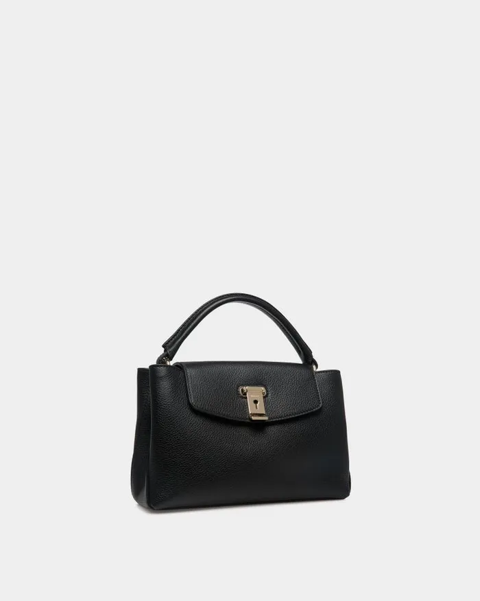 Women Bally Top Handle Bags Lock Me Small Top Handle Bag In Black Grained Leather Black Women Bally Top Handle Bags Lock Me Small Top Handle Bag In Black Grained Leather Black