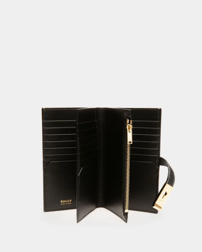Women Bally Wallets and Card Holders Lock Me French Wallet In Black Leather Black Women Bally Wallets and Card Holders Lock Me French Wallet In Black Leather Black