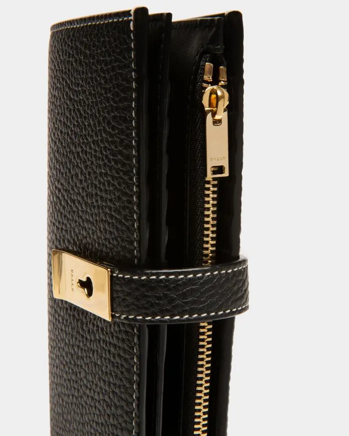 Women Bally Wallets and Card Holders Lock Me French Wallet In Black Leather Black Women Bally Wallets and Card Holders Lock Me French Wallet In Black Leather Black