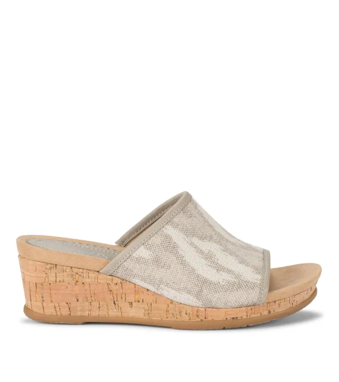Women Baretraps Slides and Slip On Sandals Flossey Wedge Slide Sandal Natural Ikat