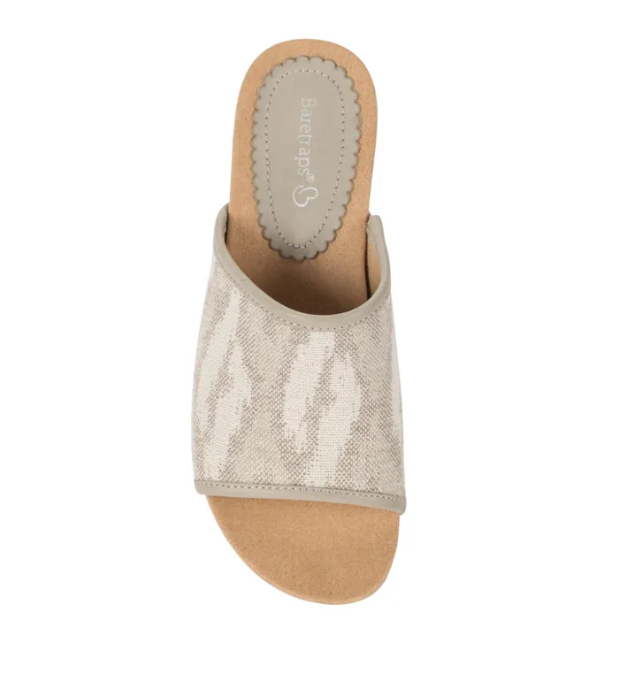 Women Baretraps Slides and Slip On Sandals Flossey Wedge Slide Sandal Natural Ikat