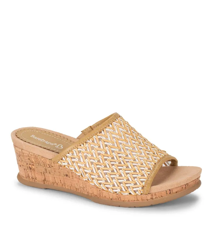 Women Baretraps Slides and Slip On Sandals Flossey Wedge Slide Sandal Naturalwhite Crosshatch
