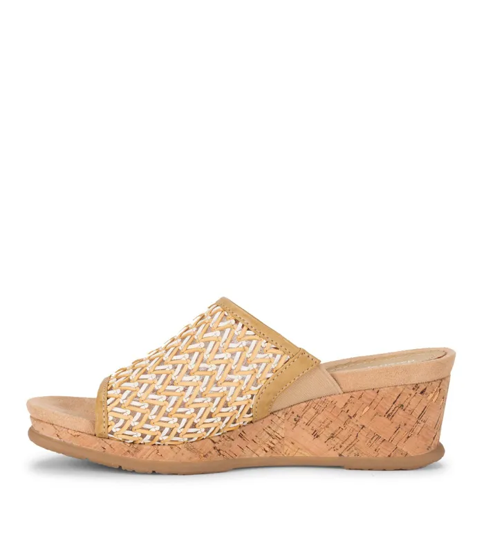 Women Baretraps Slides and Slip On Sandals Flossey Wedge Slide Sandal Naturalwhite Crosshatch