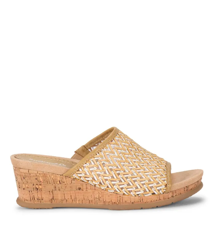 Women Baretraps Slides and Slip On Sandals Flossey Wedge Slide Sandal Naturalwhite Crosshatch