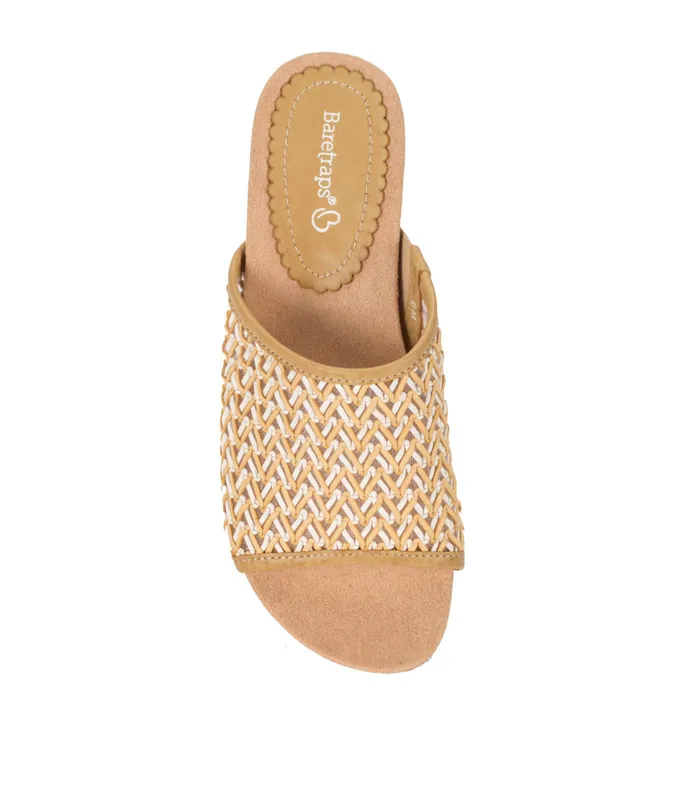 Women Baretraps Slides and Slip On Sandals Flossey Wedge Slide Sandal Naturalwhite Crosshatch