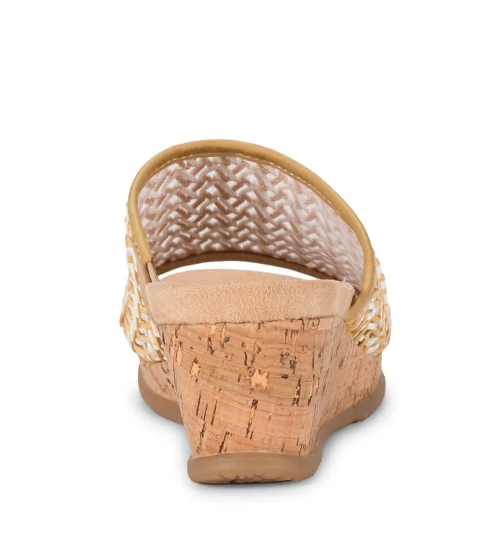 Women Baretraps Slides and Slip On Sandals Flossey Wedge Slide Sandal Naturalwhite Crosshatch
