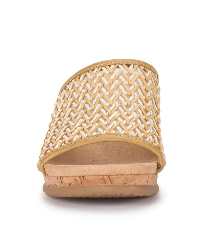Women Baretraps Slides and Slip On Sandals Flossey Wedge Slide Sandal Naturalwhite Crosshatch
