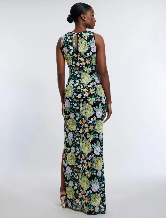 Women Bella Embroidered Floral Gown Black Combo BCBG Dresses Women Bella Embroidered Floral Gown Black Combo BCBG Dresses