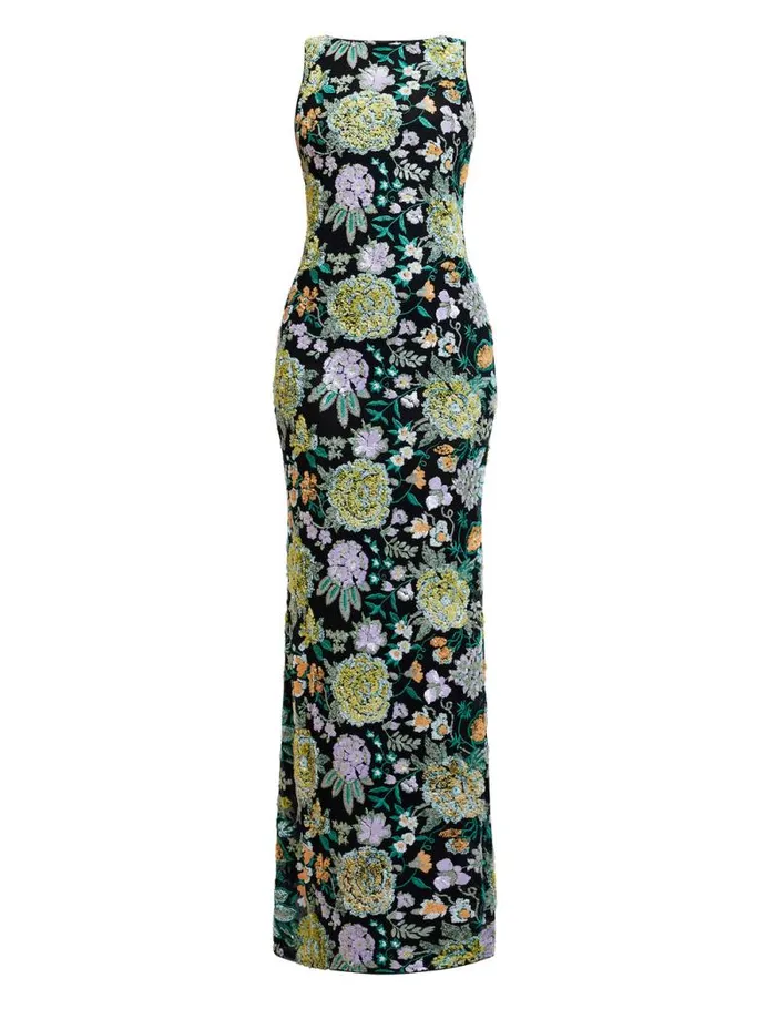 Women Bella Embroidered Floral Gown Black Combo BCBG Dresses Women Bella Embroidered Floral Gown Black Combo BCBG Dresses