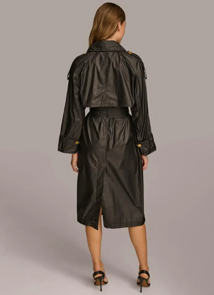 Women BELTED LIGHT WEIGHT TRENCH Black Donna Karan New York Outerwear Women BELTED LIGHT WEIGHT TRENCH Black Donna Karan New York Outerwear
