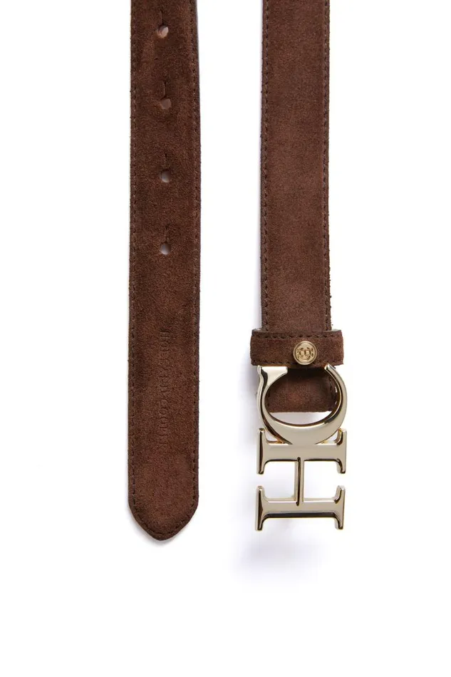 Women Belts Holland Cooper Atelier Slim Logo Belt Chocolate Suede Women Belts Holland Cooper Atelier Slim Logo Belt Chocolate Suede