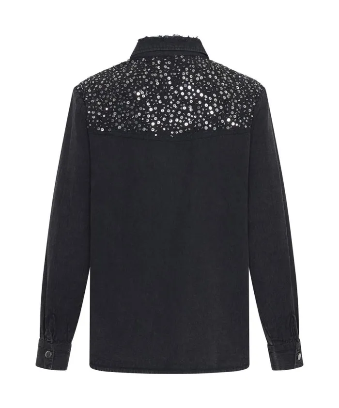Women BLACK HAND EMBELLISHED DENIM WESTERN SHIRT One Teaspoon Shirts Women BLACK HAND EMBELLISHED DENIM WESTERN SHIRT One Teaspoon Shirts