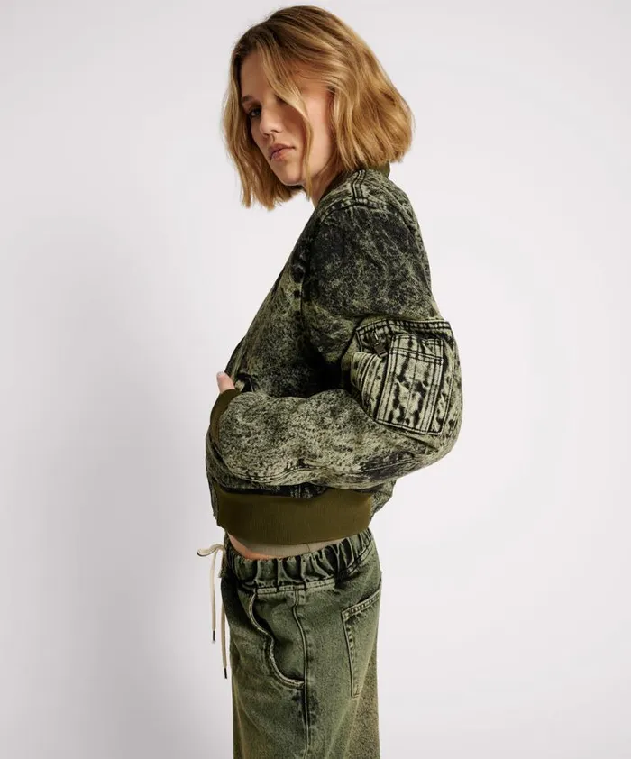 Women BLACK KHAKI DENIM BOMBER JACKET One Teaspoon Jackets Women BLACK KHAKI DENIM BOMBER JACKET One Teaspoon Jackets