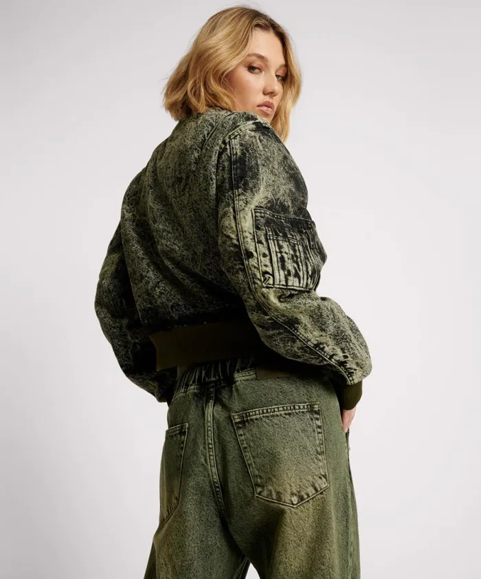 Women BLACK KHAKI DENIM BOMBER JACKET One Teaspoon Jackets Women BLACK KHAKI DENIM BOMBER JACKET One Teaspoon Jackets