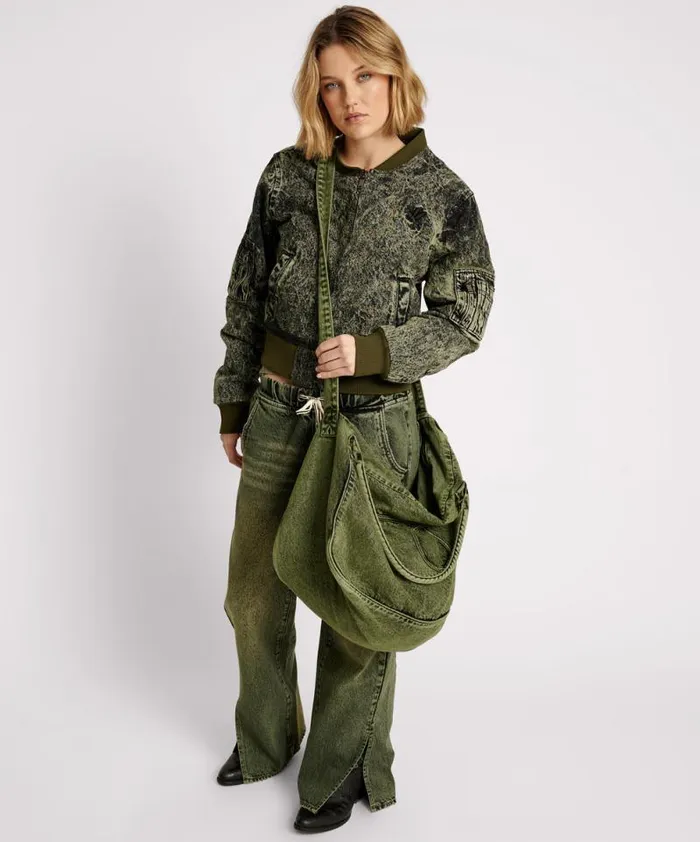 Women BLACK KHAKI DENIM BOMBER JACKET One Teaspoon Jackets Women BLACK KHAKI DENIM BOMBER JACKET One Teaspoon Jackets