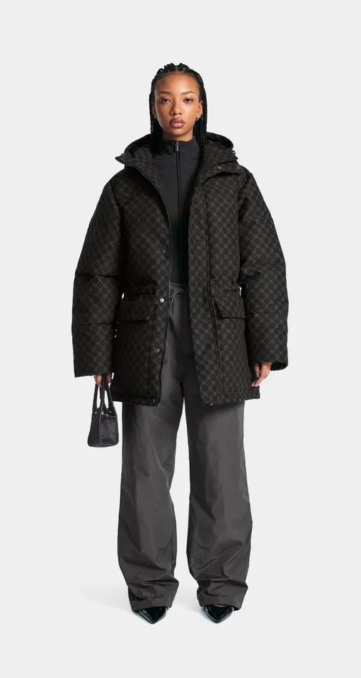 Women Black Oba Cotton Monogram Puffer Daily Paper Jackets Women Black Oba Cotton Monogram Puffer Daily Paper Jackets
