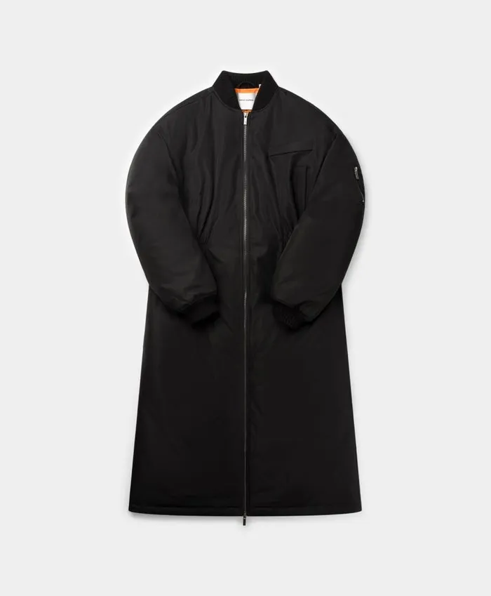 Women Black Oversized Long Bomber Daily Paper Jackets