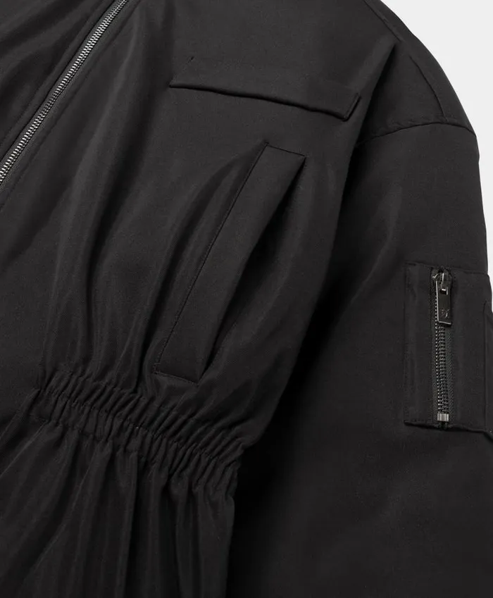 Women Black Oversized Long Bomber Daily Paper Jackets Women Black Oversized Long Bomber Daily Paper Jackets