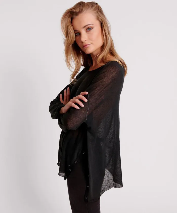 Women BLACK SPLIT SIDE LONG SLEEVE TEE One Teaspoon Tops Women BLACK SPLIT SIDE LONG SLEEVE TEE One Teaspoon Tops